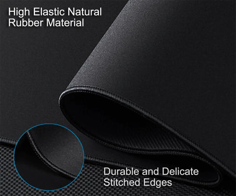 Close-up of black XXL Large Gaming Mouse Pad 31.5 by 15.7 Inch Extended Desk Mat with stitched edges and micro weave cloth
