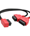 30cm Right Angle OBD2 Y Splitter Cable 1 Male 2 Female J1962 Adapters 16 Pin Pass Through CAN Enabled DIY Friendly