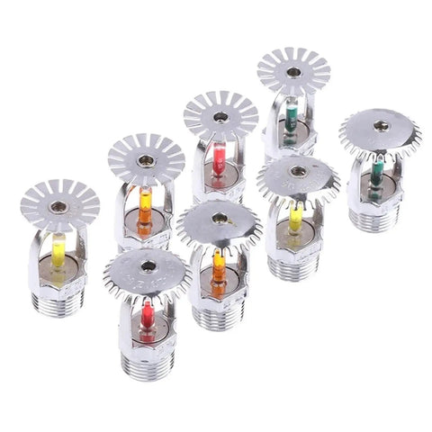 Heavy Duty Bronze Pendent Fire Sprinkler Head With Dang Good Temp Ratings Standard One Half Inch Hookup Built Tough For Gyms And Commercial Spots Knockout Safety Gear grouped with various temperature indicators visible.