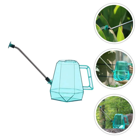 Long Nozzle Stainless Steel Watering Can For Indoor Gardening Portable Plant Water Container With Clear Tank Sky Blue Easy Fill Gentle Shower Head For Delicate Flowers And Lawn Care, clear tank