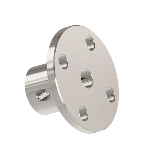 Rugged 6.35mm Flange Shaft Coupling Rigid Coupler for Small Drives One Quarter Inch Inner Diameter and 10mm Outer Diameter Chromium Plated Iron C45 Carbon Steel Connector Built to Withstand Torque and Last, front view