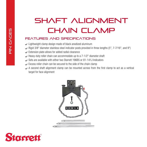 Shaft Alignment Clamp Set With Chain Clamp For Motors Pumps And Compressors Five To Nine Inch Posts Anodized Aluminum Tool