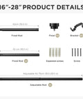 Adjustable Black Curtain Rod Set 16 To 120 Inches 1 Inch Diameter Heavy Duty Aluminum Finials Decorative Single Rod parts shown
