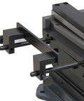 Close-up view of Compact 8 Inch Manual Sheet Metal Shear And Brake Combo For 20 Gauge Steel 90 Degree Bends, highlighting arm mechanism