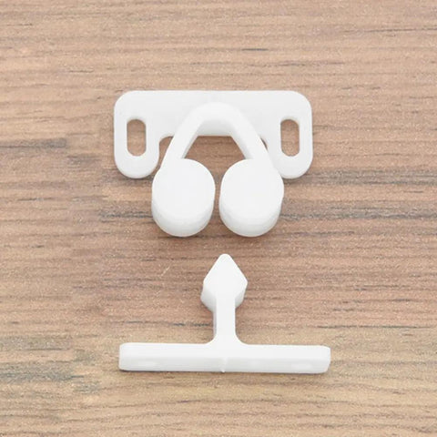 Set Of 3 White Ball Catch Door Latch Roller Cups For Cabinets And Boats, Spring-Loaded Plastic Cabinet Hardware, Tough Marine Grade