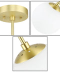 Semi Flush Mount Ceiling Light With Globe White Shade In Satin Brass Finish 1 Light Modern Fixture close-up details