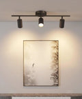 Modern Dope Matte Black 3 Light Adjustable LED Track Lighting Kit With Industrial 3 Way Flush Mount Ceiling Spotlights And Rotatable Heads
