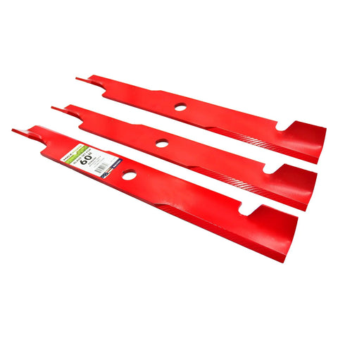 Heavy Duty 3 Blade Set For 60 Inch Exmark Mowers Replaces OEM Parts Fits CT Front Runner Laser HP Laser Z XP shown on display