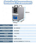 Heavy Duty 15KW High Frequency Induction Heater Furnace with Smart Water Temp Shield, 15KVA, dimensions 460x200x385mm.
