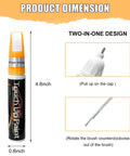 2 In 1 Touch Up Paint Pen For Cars Quick Dry Auto Scratch Remover Precision Metal Tip With Built In Brush Color Accurate