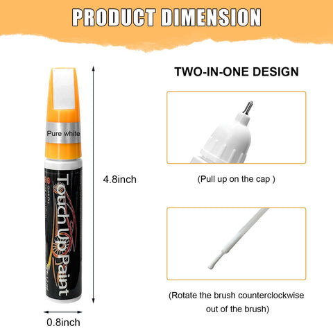 2 In 1 Touch Up Paint Pen For Cars Quick Dry Auto Scratch Remover Precision Metal Tip With Built In Brush Color Accurate