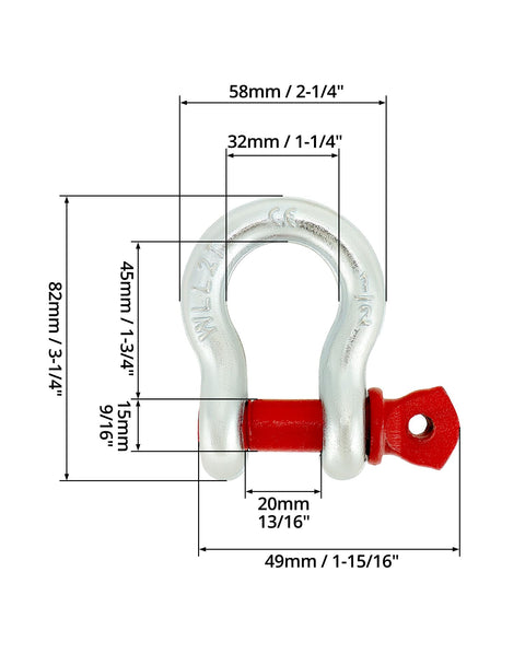 Heavy Duty Half Inch Anchor Shackles Alloy Screw Pin Forged Carbon Steel Ten Pack D Ring Shackles Two Ton 4400 Lbs Working Load Limit