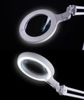 Pro Grade LED Magnifying Lamp With Interchangeable Glass Lenses 3 Diopter And 5 Diopter Adjustable Arm Dimmer Switch close-up view