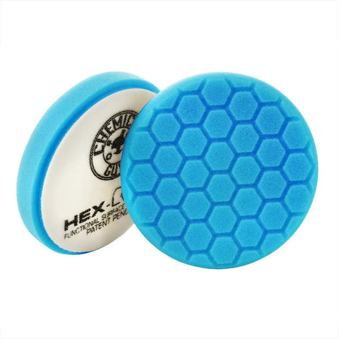 Hex-Logic Six Point Five Inch Buffing Pad Kit, Eight Piece Set With Pad Cleaner Included For Cars, blue buffing pad detail