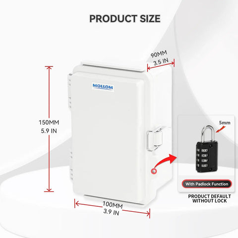 Tough As Nails Weather Resistant Gray Enclosure For Din Rail And Relay Mounting With Smooth Abs Shell Keeping Your Switches And Power Blocks Secure While Giving Ample Room For Quick Hookups On Any Job Site Or Garage Bench Project, showing dimensions for 150x100x90mm.