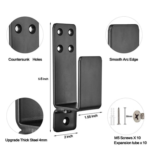 2 Pack Door Barricade Brackets For 2x4 Lumber Drop Open Bar Holder For Home Security Beefy Carbon Steel Black Finish Heavy Duty