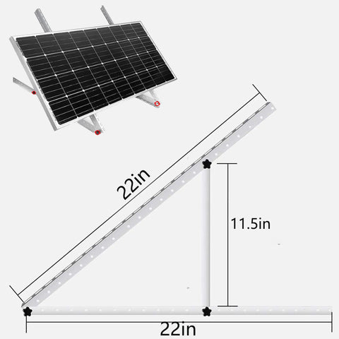 Adjustable Solar Panel Mounting Brackets Kit 22 Inch Tilting Mounts For 100 To 200W Panels With Easy Setup 0 To 90 Degree Tilt