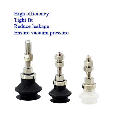 Industrial ZPT Series NBR Vacuum Suction Cup For Pneumatic External Thread Manipulator Gripper, various sizes, rubber pads with threads.