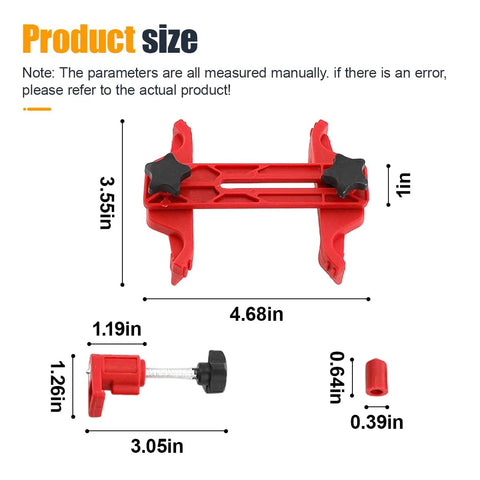 Tuxihapp 9-Pc car camshaft timing tool kit, red plastic dual-cam clamp with black knobs (front view)