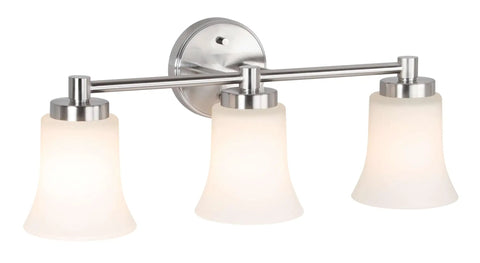 Dope Modern Brushed Nickel Vanity Light With Glass Shades, 3-Light Bath Bar For Bathroom, Hardwired Wall Fixture That Mounts Up Or Down