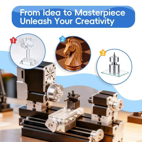 All Metal Mini Bench Lathe Machine With 36W High Output Motor and 20000 Rpm for Wood Aluminum and Plastic DIY projects.