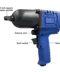 Precision Crafted Heavy Duty Pneumatic Impact Wrench, 1/2 Inch High Torque Air Tool with handle and start switch.