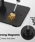 Go-To Hands-Free Soldering Station with strong magnetic heavy-duty base and 55 lbs of force displayed on black surface