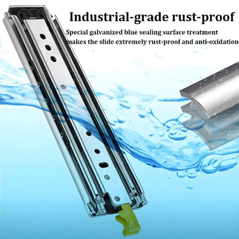 16-Inch Full Extension Drawer Slides With 500 LB Capacity, Side Mount Ball Bearing Rails in rust-proof finish with water effects