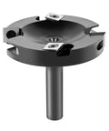 CNC Spoilboard Surfacing Router Bit Half Inch Shank 3 Inch Cutting Diameter With 2x2 Carbide Inserts shown with detail