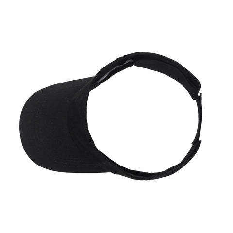Top view of Sport Sun Visor Baseball Cap Adjustable Empty Top Cotton Hat For Men And Women Dark Black UV Protection Lightweight One Size