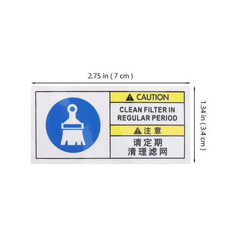 Industrial Equipment Filter Maintenance Reminder Sticker White Self Adhesive Caution Tag for Clean Filters in Factories