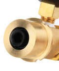 Close-up of brass gate valve on Water Pressure And Flow Test Gauge For Sprinkler Systems With Brass Gate Valve And Three Quarters Inch Hose Thread
