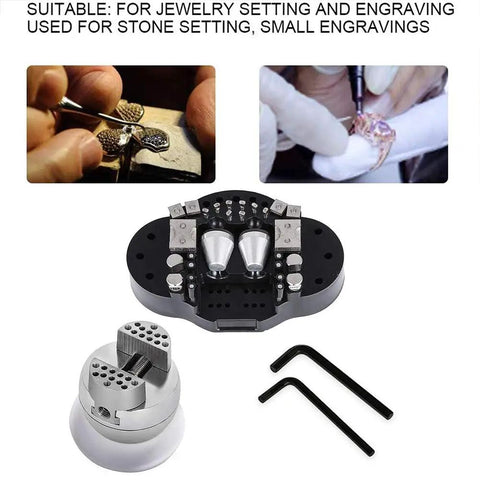 360 Degree Rotating Vise Engraving Tool Pro Grade With 30 Piece Attachments Jewelry Engraving Blocks, tools displayed