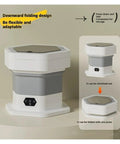 Game Changer No Sweat Portable Folding Washing Machine 8L Compact Mini Washer Dryer showing flexible folding design for easy storage.