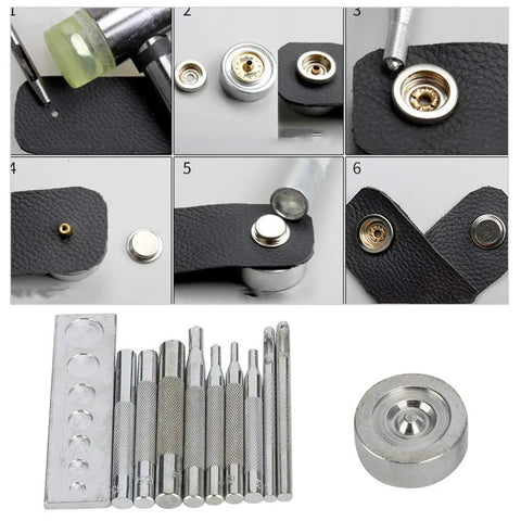 Hella Durable Snap Rivet Setter And Leather Punch Kit Featuring Smooth Long Handle For No Sweat Eyelet Installation On Bags Wallets And Fabric Crafting Projects Built For Top Shelf Results