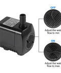 Water Fountain Pump With LED Lights 15W For Aquariums And Ponds, 260GPH Flow, 110V Power with adjustable flow settings