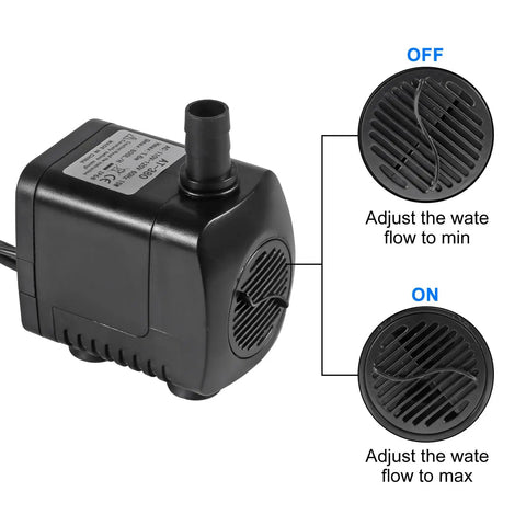Water Fountain Pump With LED Lights 15W For Aquariums And Ponds, 260GPH Flow, 110V Power with adjustable flow settings