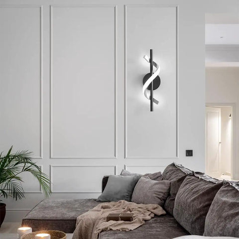 Modern living room with 9W LED Wall Sconce with Aluminum Finish, Ultra Bright 1000 Lumens, 6000K Cold White, No Flicker, High CRI 85