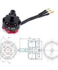 RS2205 2300KV Brushless FPV Motor CW CCW For 3S To 4S LiPo Drones with technical drawings