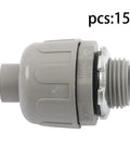 Heavy Duty Half Inch Npt Conduit Connectors 180 Degree Straight Wire Cable Grip 150 Pack tool-free gray plastic fitting close-up.