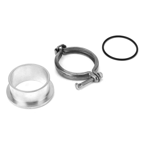 Beefed Up Turbo Flange Clamp Kit For HX35W HX40W V Band Aircraft Aluminum Build, showing clamp, flange, and gasket components