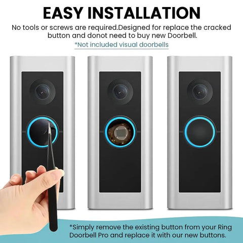 Illustration of Round Doorbell Button Replacement Kit With Screws For Video Doorbells Black Finish No Brainer Install
