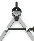 Front view of a 3-piece steel caliper/divider set, 8-inch inside/outside calipers with threaded adjustment bar