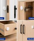 Round PU Door Stop 12 Pack Adhesive No Drill Door Stopper for Doors, Cabinets, Drawers, and Wardrobes in a multi-view image