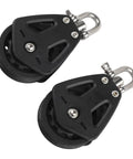 2 Pack Heavy Duty Nylon Pulley Block For Sailboat Rigging And Marine Applications With Bearing System, 460kg Load Capacity, Single Sheave Wheel For Rope Up To 10mm