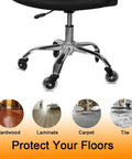 Office chair wheels floor safe for hardwood, carpet, tile, and laminate. Protects all surfaces with smooth, quiet roll.
