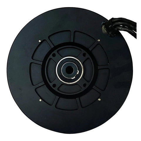 Top view of Super Smooth Industrial Brushless Motor 50V showing smooth surface and connector for precision automation.