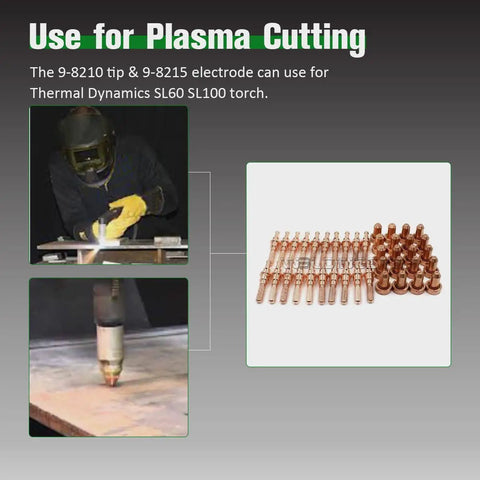 SL60 Plasma Torch Consumables Kit With 9-8215 Electrodes And 9-8210 Nozzles For Thermal Dynamics SL60 Cutmaster Series 60A Tips