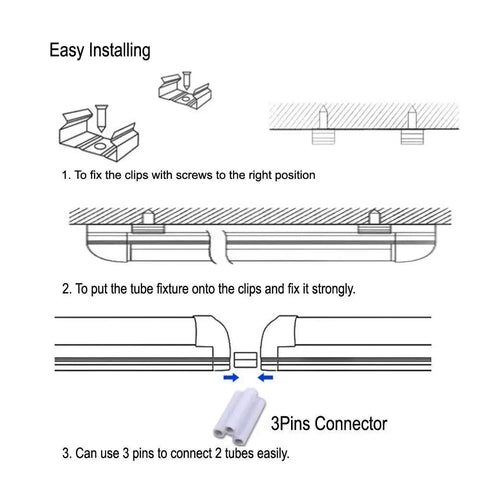 Installation guide for V Shaped 72W LED Shop Lights With 7200 Lumens Daylight White 6500K 8 Foot Integrated Fixture T8 Tube