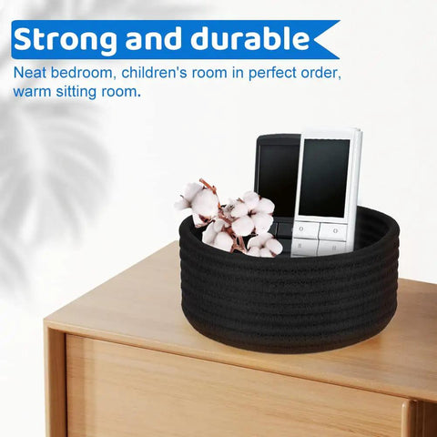 2 Pack Small Woven Storage Baskets, 7.5 Inch Round Cotton Bins For Organizing Jewelry, Desk Accessories And Baby Items, Perfect For Tiny Spaces, Durable Cotton Weave, Easy Access Desktop Or Vanity Organizers